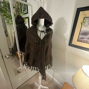 Old Navy Dark Brown Hooded Poncho